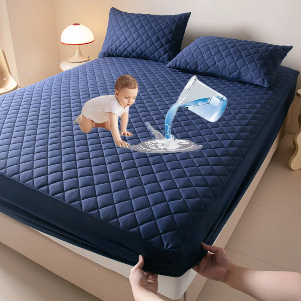 Housse de matelas 100% imperméable, drap-housse épais de couleur unie, simple/Queen/King, 135x200cm, 160x200cm, housse de lit souple