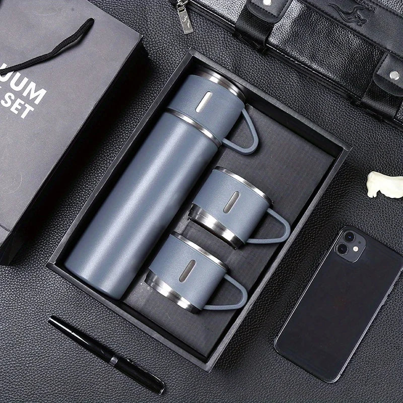 Bouteille Thermos personnalisée avec texte gravé au Laser, 500ml/17oz, avec isolation d'oreille de levage, bouteille d'eau à couvercle élastique en acier inoxydable