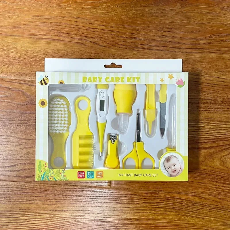 Soins de santé des cheveux thermomètre brosse de toilettage tondeuse anneau de dentition brosse à dents Kit bébé essentiels 10 pièces bébé coupe-ongles ensemble de soins enfant