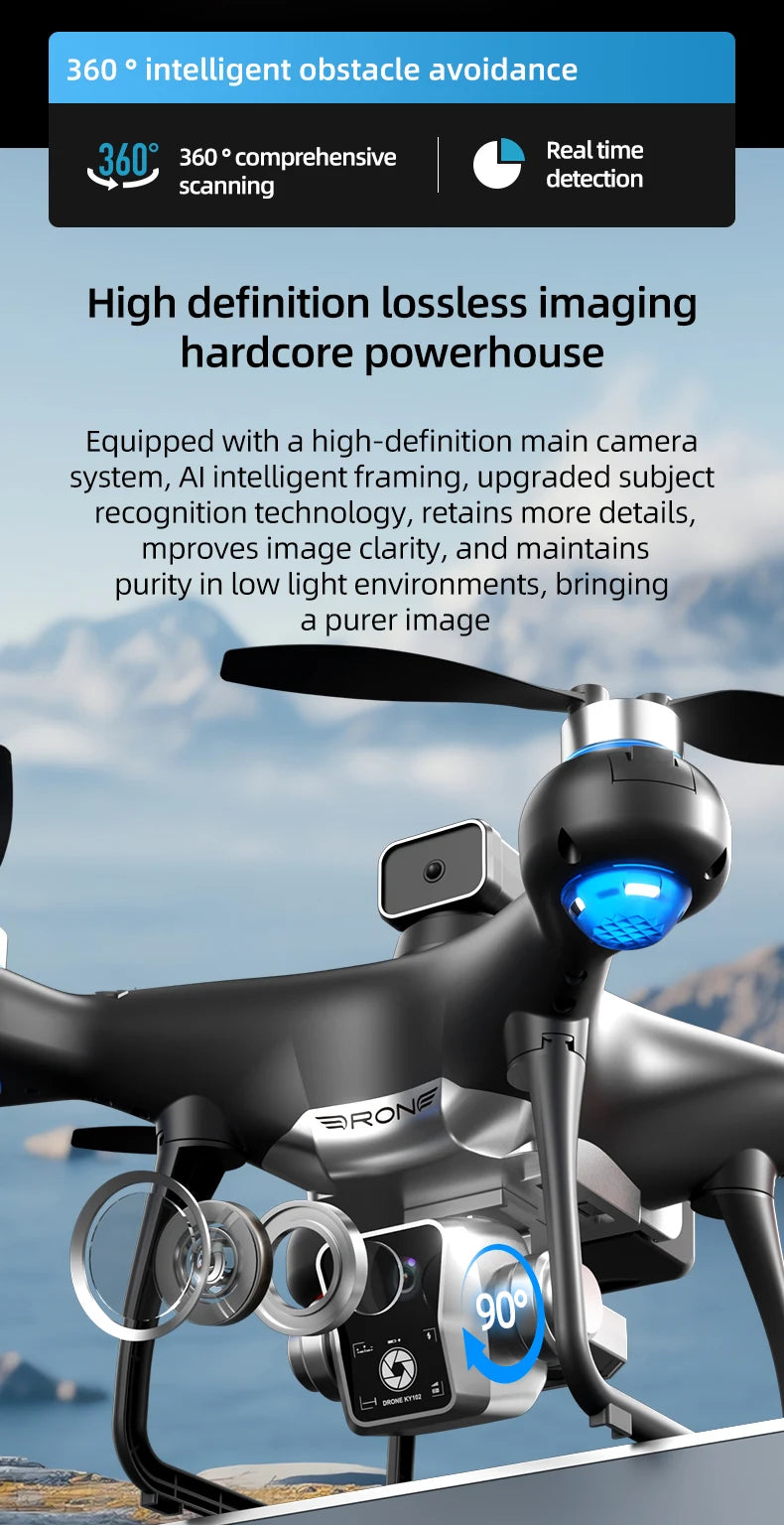 Nouveau Drone KY102 avec écran 8K, double caméra, localisation du flux optique sans balais, évitement Intelligent des obstacles, jouets d'hélicoptère RC