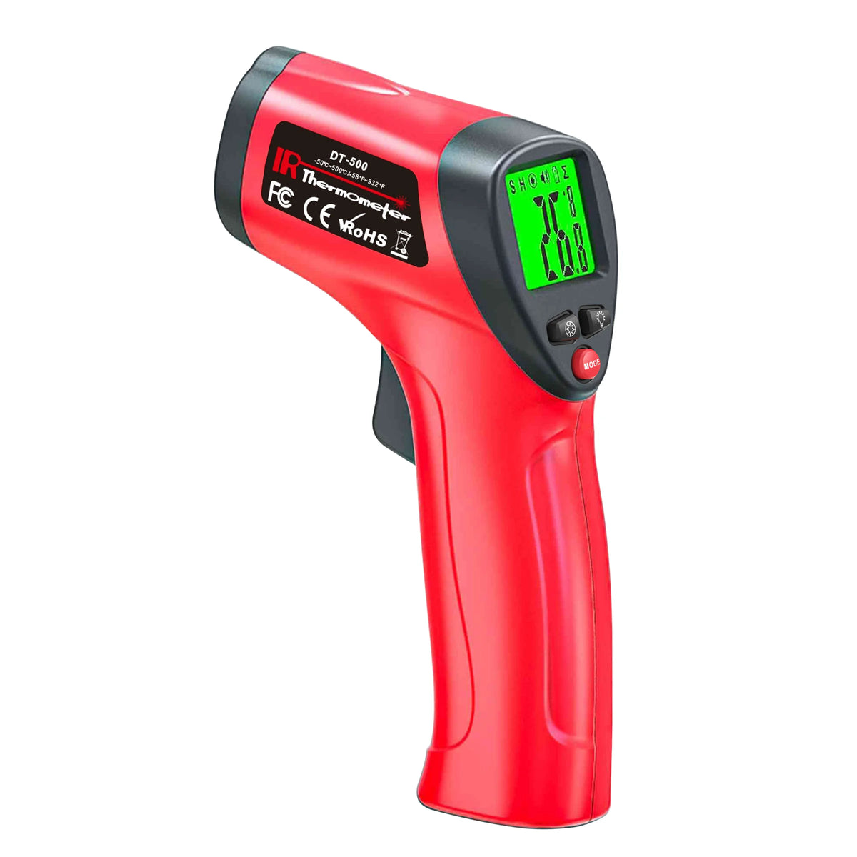 Pistolet thermomètre infrarouge -50 ~ 500 ° Pistolet de température Laser sans contact C, capteur de température portatif, pyromètre numérique LCD rétroéclairé