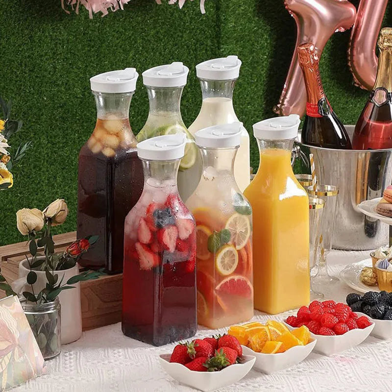Grande bouteille d'eau en plastique avec bouchon rabattable, récipient à jus à base carrée, bouteille d'eau en plastique transparent, bouteille de lait de boisson, 50 oz