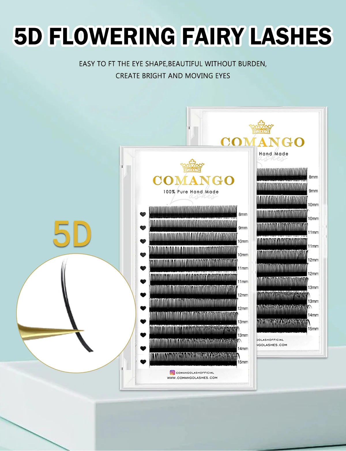 CoMango Qualité 5D Fée Fleur Flora Cils Préfabriqués Fans Cils Individuels Extension Maquillage Naturel Doux Fournisseur En Gros