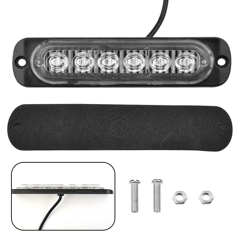 6LED voiture LED lampe de travail DC 12-24V 18W rouge voiture camion sécurité urgente toujours lumineux lampe de travail antibrouillard accessoires de voiture