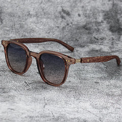 Lunettes de soleil classiques avec branches à motif de grain de bois, petit cadre carré pour hommes, lunettes de soleil de haute qualité pour femmes, lunettes de pêche avec protection UV400.