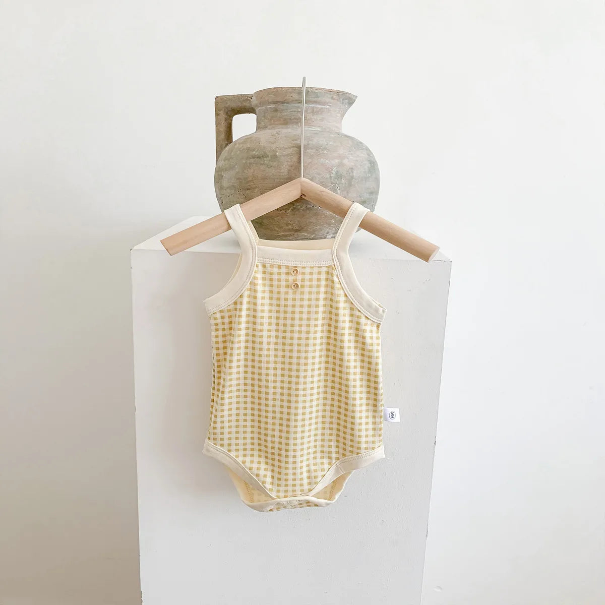 Été nouveau-né bébé filles sans manches fronde Plaid tenues coton doux combinaisons infantile enfants vêtements de sport body