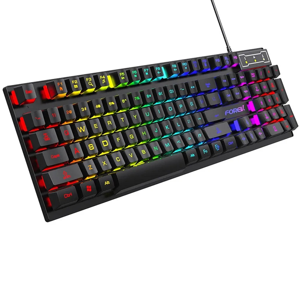 Clavier mécanique rétroéclairé à 104 touches, filaire, pour jeu, étanche, lumineux, ensemble clavier et souris pour Gamer, PC, ordinateur portable, bureau