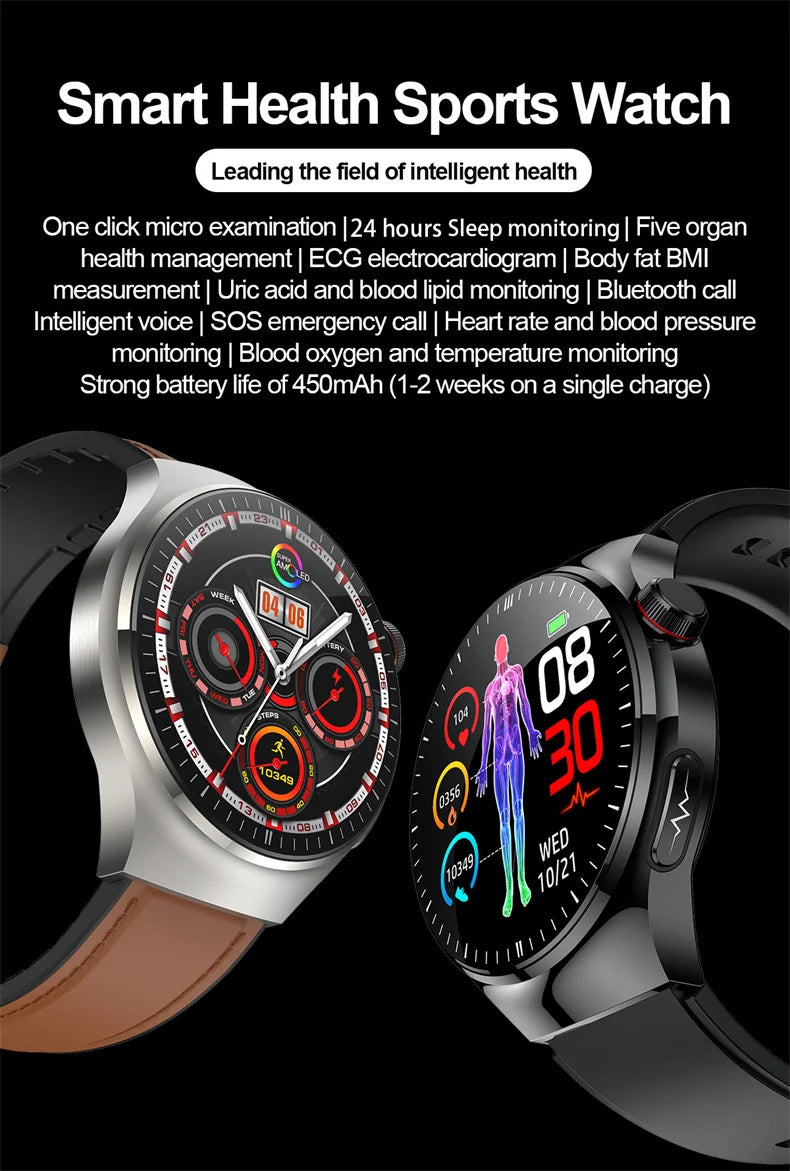 Nouvelle surveillance de la santé montre intelligente examen physique santé Wacth pression artérielle ECG + PPG Sport appel Smartwatch pour Android iOS