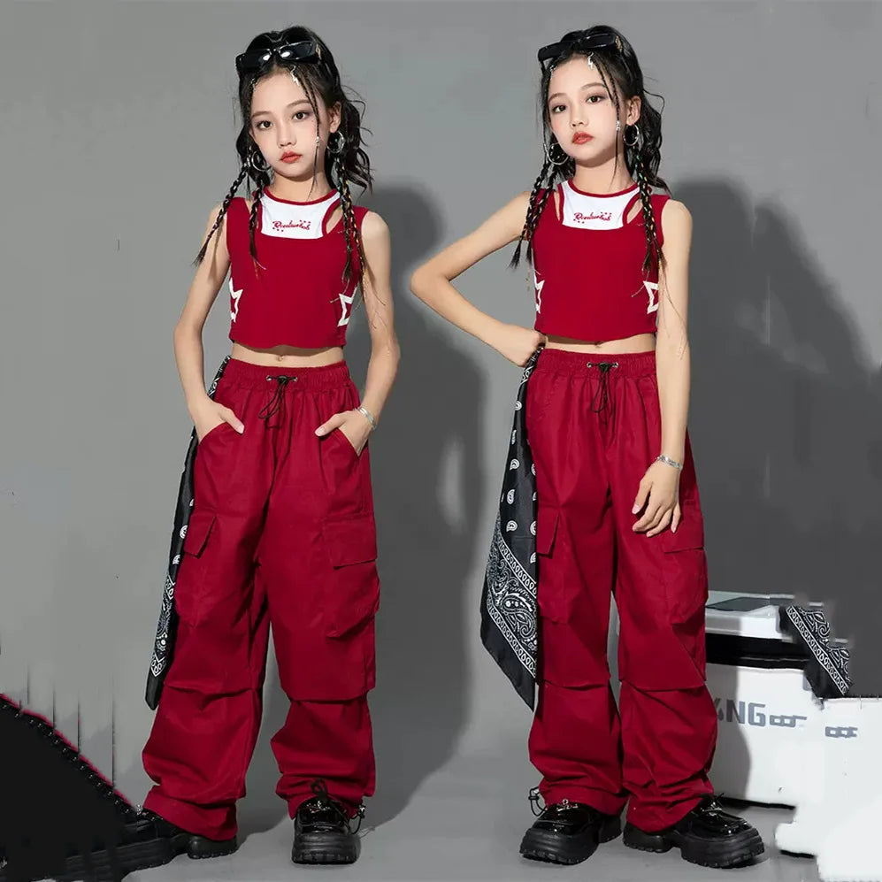Pantalon de jogging Hip Hop pour enfants de 5 à 14 ans, Cargo pour filles, pantalon droit pour adolescentes, taille haute, Vintage, décontracté, Streetwear, Baggy