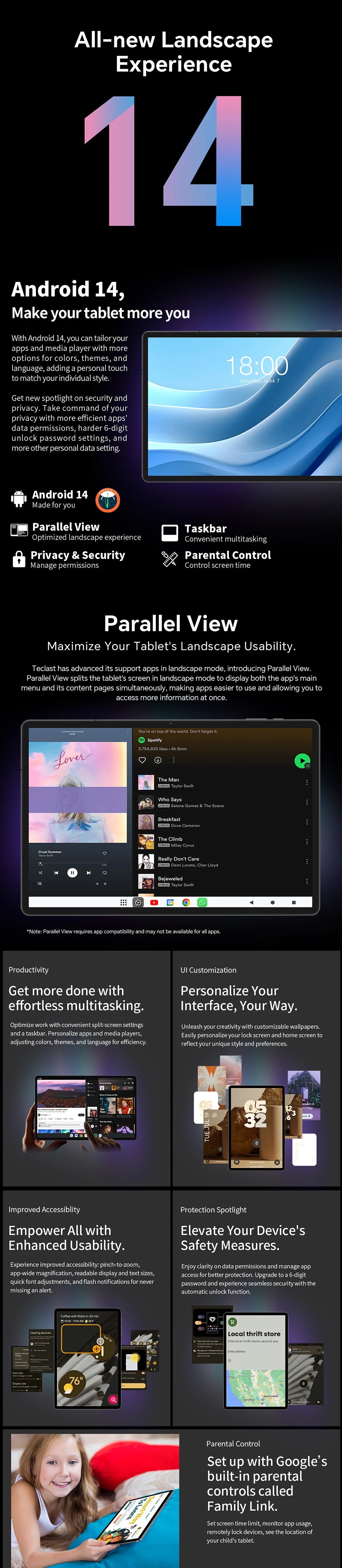 【Première mondiale】 Tablette Teclast T50 Max Écran 11" FHD 90 Hz Android 14 MediaTek G99 8 Go de RAM 256 Go ROM 8000 mAh Type-C Widevine L1