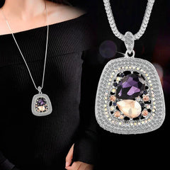 Colliers longs avec pendentif trapézoïdal en pierre semi-précieuse pour femmes, Vintage carré géométrique, cadeaux féminins, bijoux, nouvelle collection 2025
