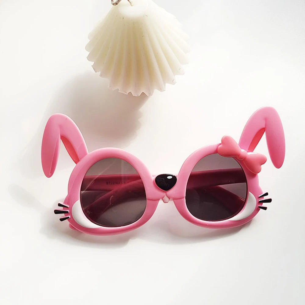 Nouvelles lunettes de soleil en forme de petit lapin pour filles, lunettes de soleil pour enfants de dessin animé étranger, photo de bébé, lunettes de soleil super mignonnes