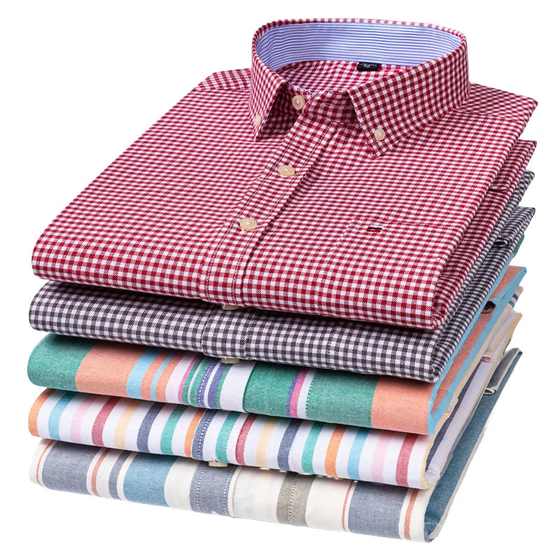 2024 mode hommes travail affaires marque Chemise hommes Plaid coton tenue décontractée chemises coupe ajustée à manches longues boutonné Chemise Homme