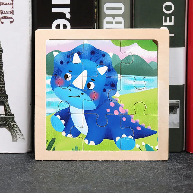 Puzzle en bois de petite taille, jouets Montessori pour bébé, jeu de société 3D, jouets éducatifs, cadeau pour enfants, 9 pièces