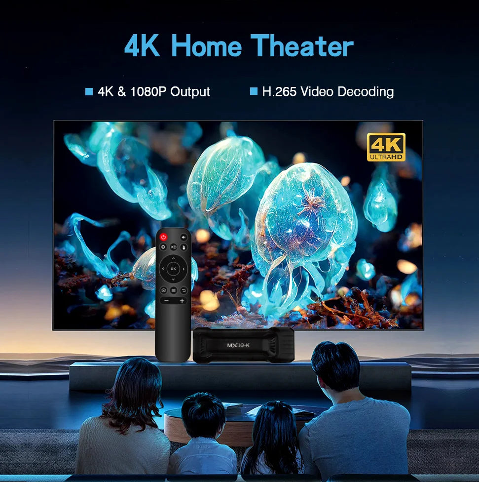4K Stick TV MX10-K 4GB OS 10 Smart ATV BT5.0 lecteur multimédia HDMI 1.4 double WiFi 2.4G/5.0G TV Box Android 2025 nouveau modèle