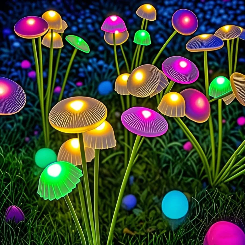 Dual Mode LED Solar Garden Lights, Mushroom-Shaped Waterproof Garden Patio Path Jellyfish Design for Garden Ambiance