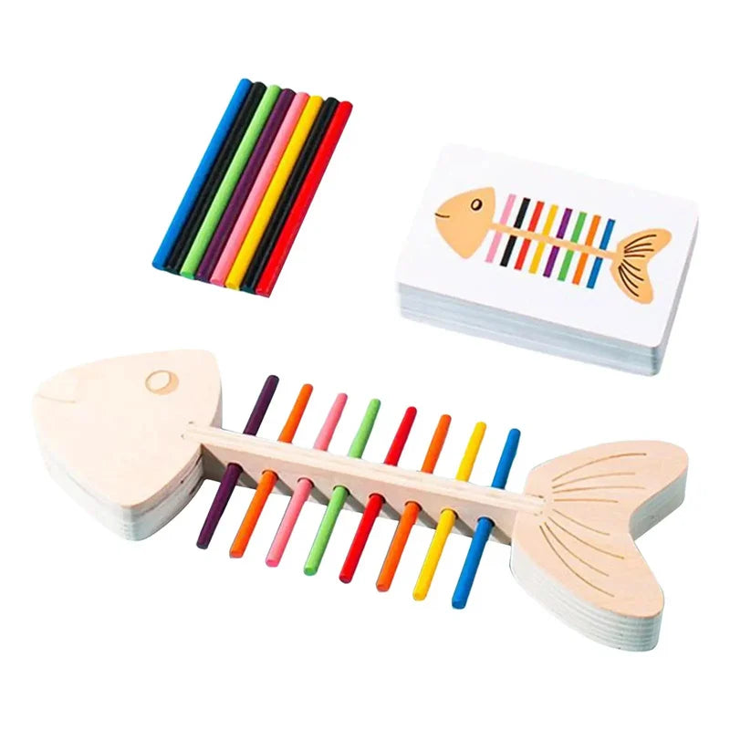 Jouets sensoriels Montessori assortis aux couleurs, bâton d'équilibre en bois, jeu d'entraînement fin, jouet Puzzle pour garçons et filles, cadeau d'anniversaire et de noël