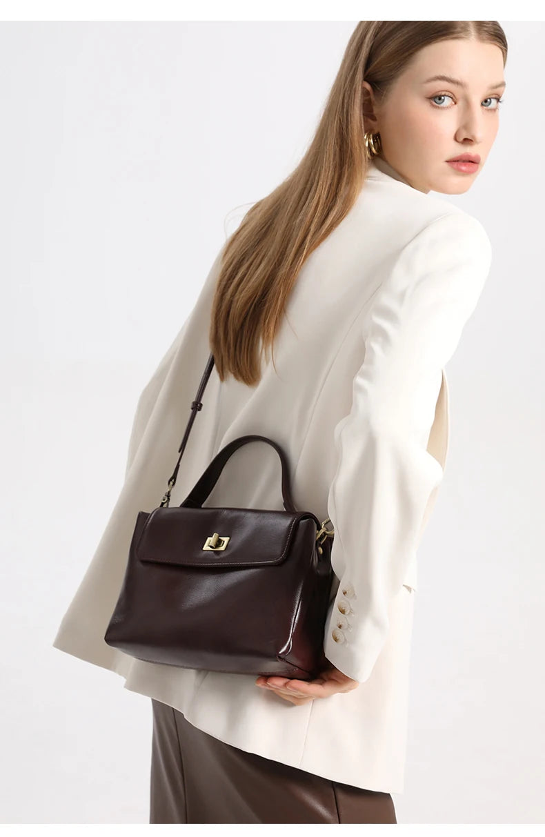 Sac fourre-tout en cuir de vachette véritable pour femme, sac à main en cuir souple pour femme, sacs à bandoulière à la mode, designer de luxe, initié féminin