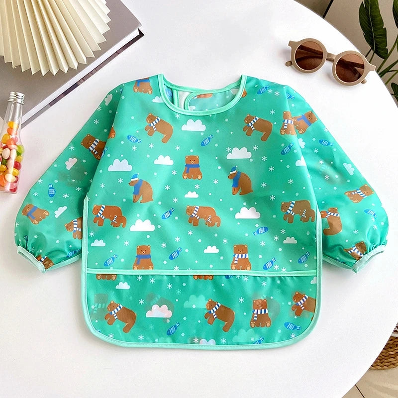 Bavoirs pour bébé, mignon, articles pour bébé, imperméable, manches longues, Smock artistique, tablier d'alimentation pour enfants
