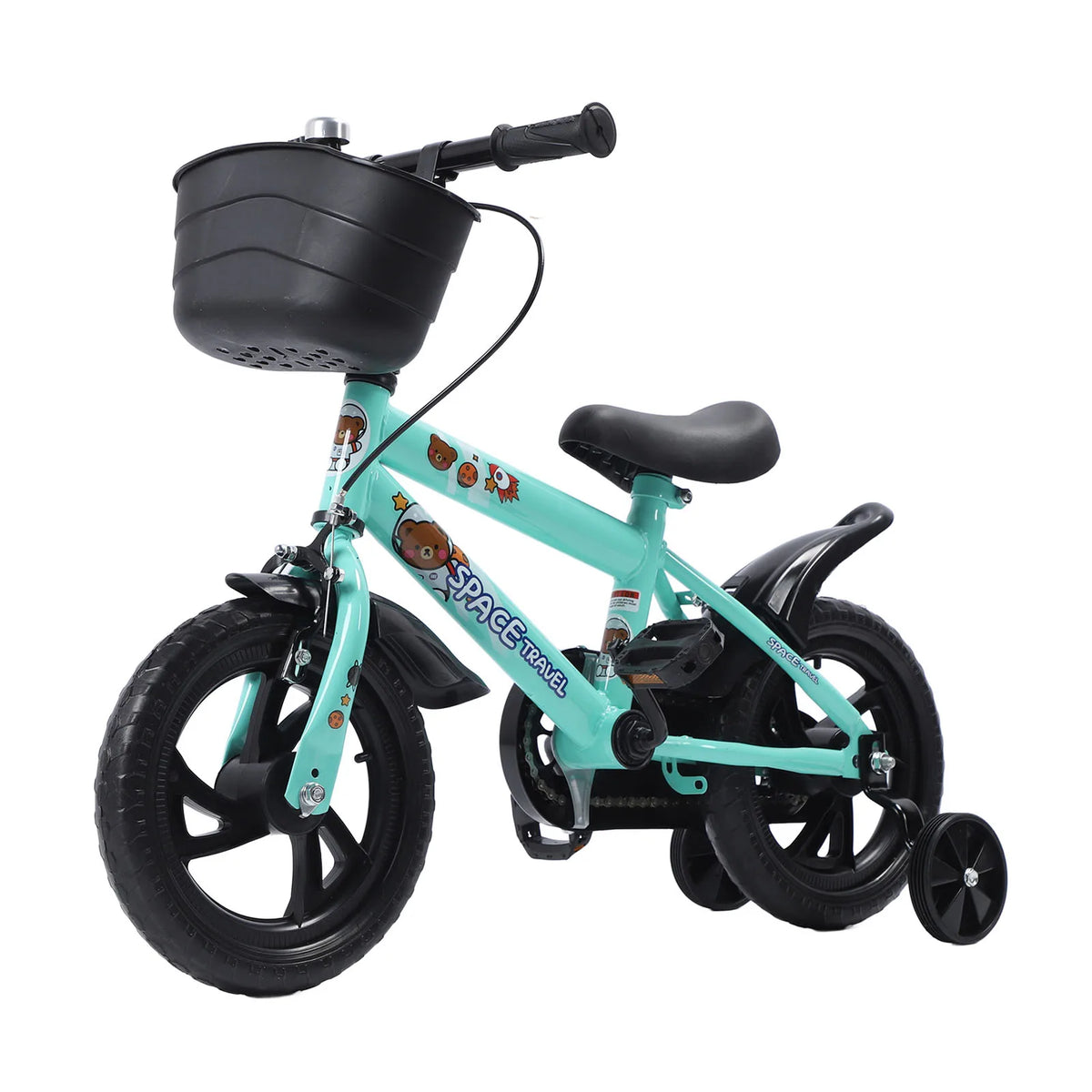 12-inch children's bicycle, stable ride, high-carbon steel frame, baby bike with training wheels for children aged 2 to 6 years