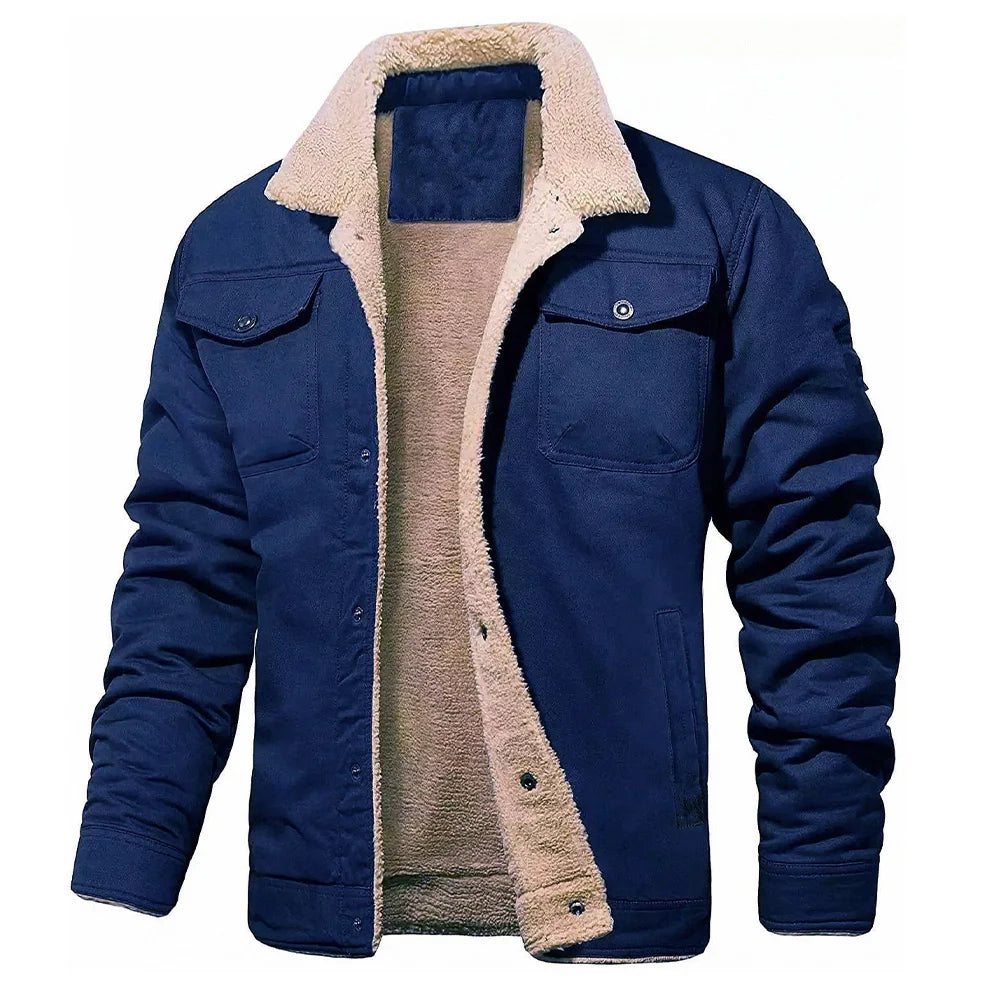 2025 mode veste polaire pour hommes couleur unie épais vêtements d'extérieur chauds hauts qualité automne hiver manteaux décontractés noir hommes vestes