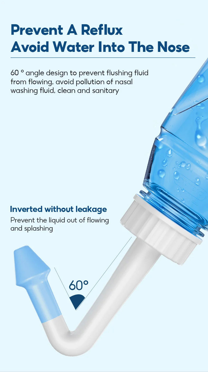Nasal cleaner for sinusitis, nasal wash, for adults and children, allergic rhinitis treatment, nasal irrigator, neti pot, nasal cleaning tool, 330ml