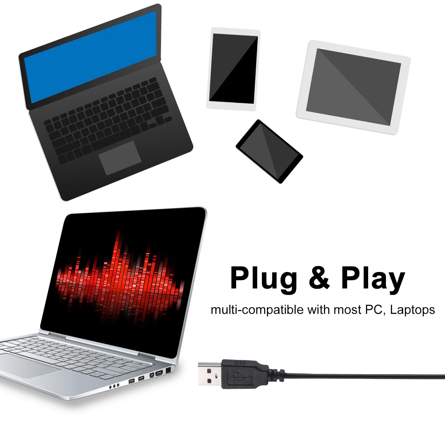 Microphone de bureau USB Plug & Play omnidirectionnel, pour ordinateur portable, enregistrement de jeux sur ordinateur, chat, chant, réunion