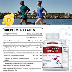 Capsules d'électrolyte - Soutient l'équilibre à l'électrolyte, soulage le stress, supplément de la nutrition sportive, améliore l'endurance, sans OGM