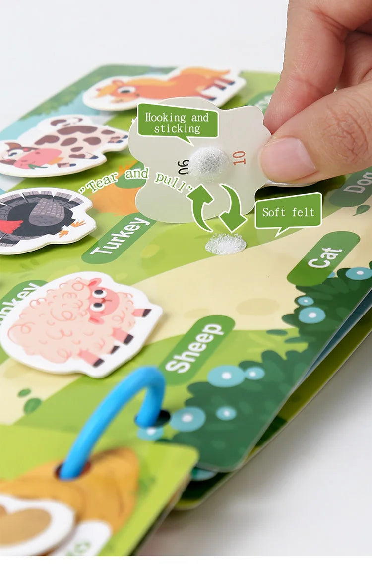 Livre Montessori pour bébé, mon premier livre silencieux, jouet éducatif pour l'apprentissage précoce, jeu assorti pour bébés de 2 à 3 ans