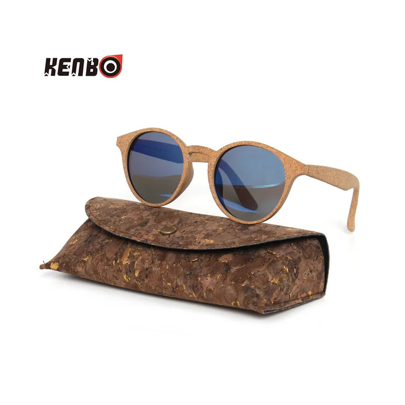 Kenbo haute qualité ronde bois bambou Grain lunettes de soleil polarisées avec étui mode femmes homme nuances lunettes de soleil en bois