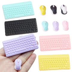 Clavier/souris sans fil Miniature, accessoires d'ordinateur pour poupée, maison de poupée 1/12, ornement de bureau/salle de sport électronique