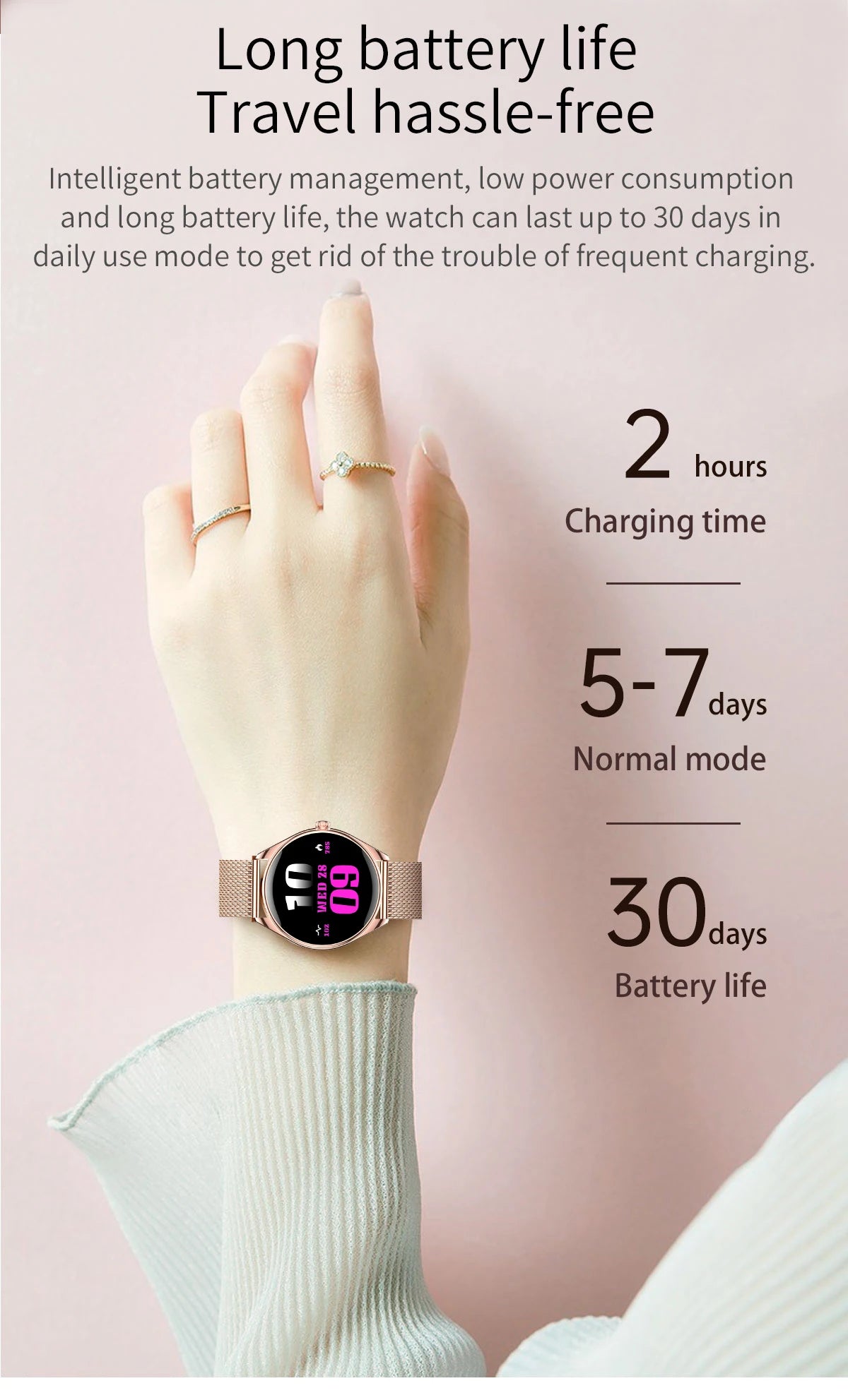 Montre connectée Utral mince pour femmes, écran AMOLED HD de 1.43 pouces, appel Bluetooth, traceur multi-sport, lecteur de musique, chargement USB, nouveauté 2025