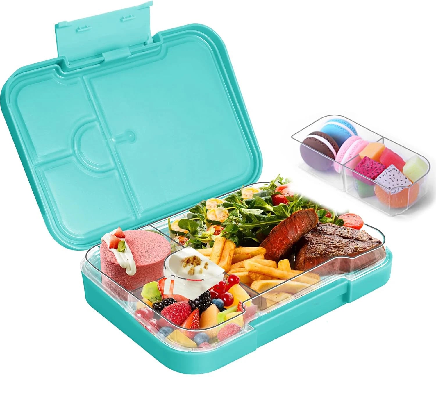 Boîte à lunch Bento pour enfants avec 4/6 compartiments, récipient alimentaire sans BPA, passe au micro-ondes et au lave-vaisselle pour les repas, l'école