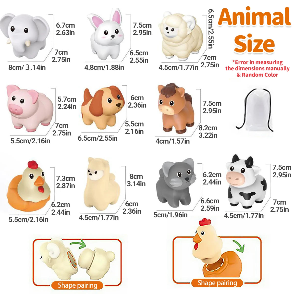 Jouets de jeu de correspondance d'animaux Montessori, améliore l'imagination et la capacité de reconnaissance des couleurs, jouet de jeu de blocs éducatifs d'entraînement, cadeau