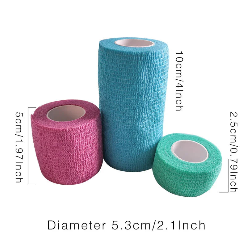 Bandage médical en gaze, 1 rouleau de 2.5/5/10cm x 4.5m, bandes élastiques respirantes auto-adhésives pour le sport, fixation des doigts, des poignets et des jambes