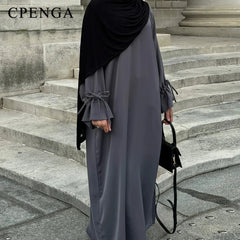 Abaya-Robe de Couleur Unie pour Femme Musulmane, Vêtement d'Église Islamique, Élégant, à la Mode, pour Ramadan Arabe, Dubaï, Turquie, 2025