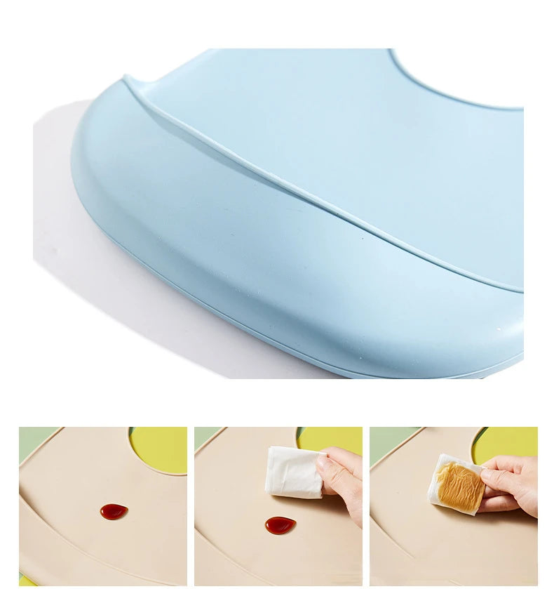 Bavoirs imperméables en Silicone pour bébés, couleur unie, réglage à 6 vitesses, poche de salive, tissus à roter pour enfants, accessoires pour nouveau-nés