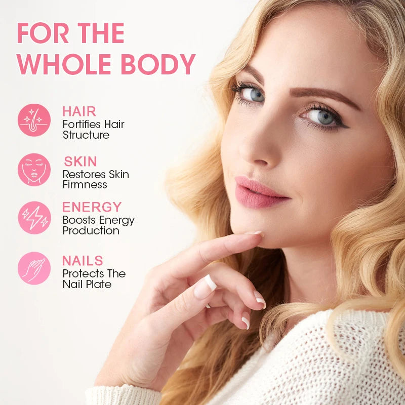 Capsules de collagène - avec vitamine C et acide hyaluronique - pour la santé de la peau, des cheveux, des ongles, anti-âge et des articulations