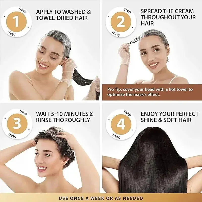 Masque de soin capillaire au collagène KerBrian, traitement des cheveux secs et abîmés, lisser manuellement, lisser, hydrater, doux, produits de soin