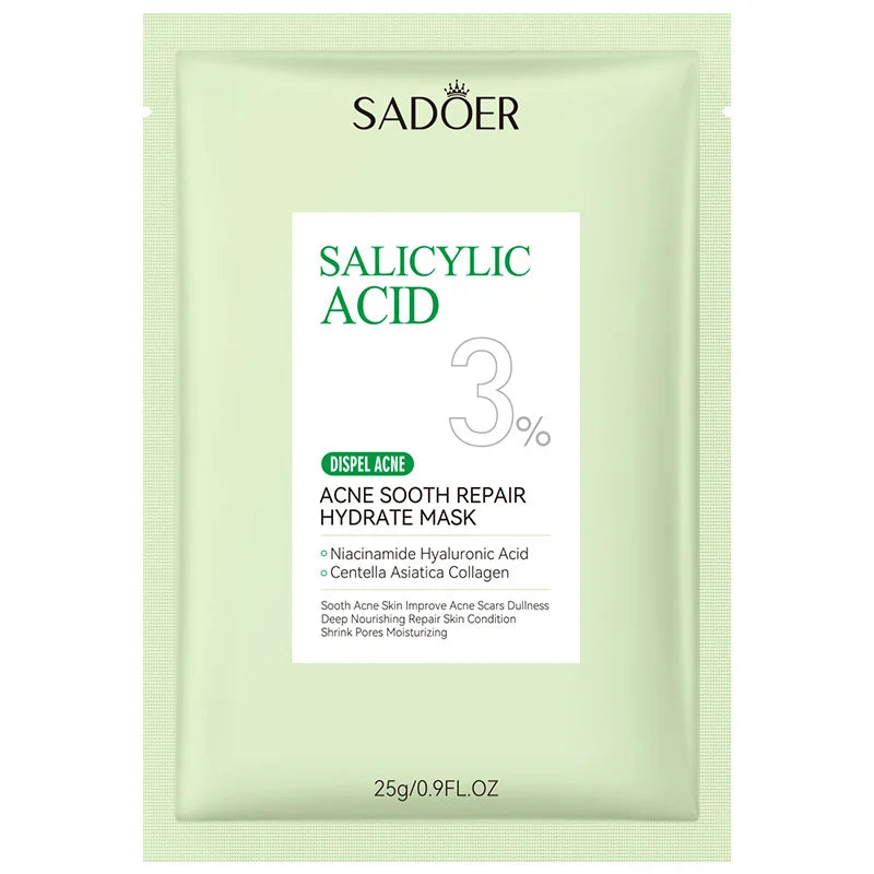 5 pièces SADOER acide salicylique masque Facial hydratant nourrissant raffermissant hydratant masques pour le visage masque en feuille soins de la peau