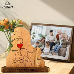 Personalized wooden family puzzle with name, wooden lion, artistic home decoration, Christmas, Thanksgiving, a warm gift for mom