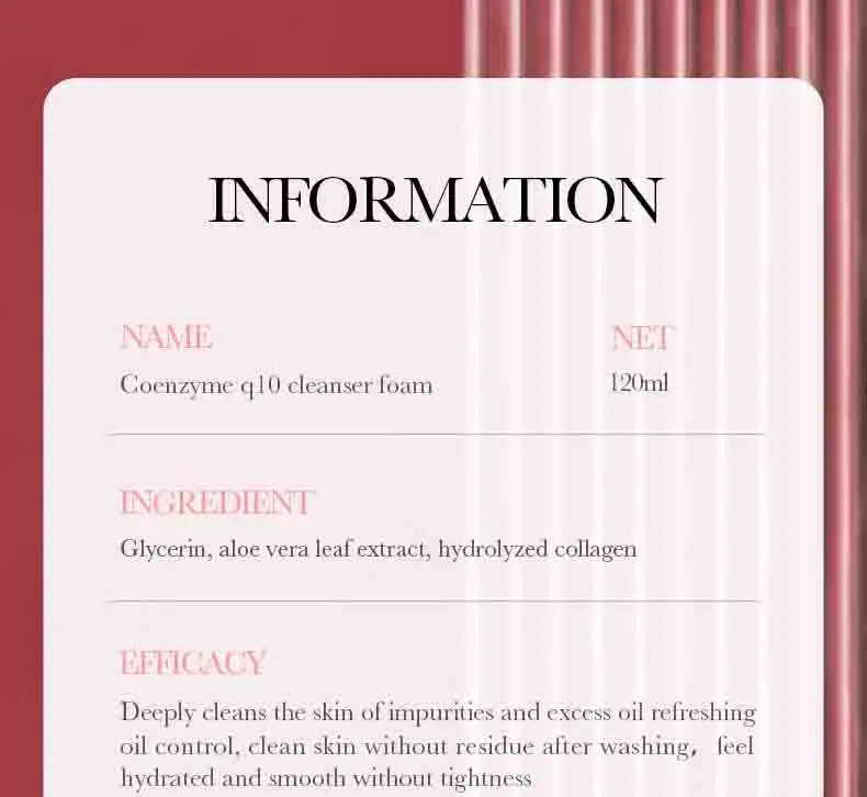 SAODER Q10 vitamine C nettoyant pour le visage mousse de lavage du visage nettoyage du visage Mossee hydratant éclaircissant produits de soins de la peau du visage