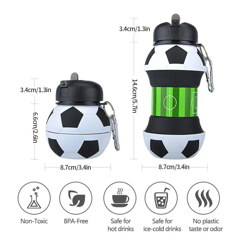Les enfants plierent les tasses d'eau de Sports de plein air bouteille de basket-ball/Football, bouteille d'eau Portable étanche pour enfants étudiants, peut accrocher le sac à dos