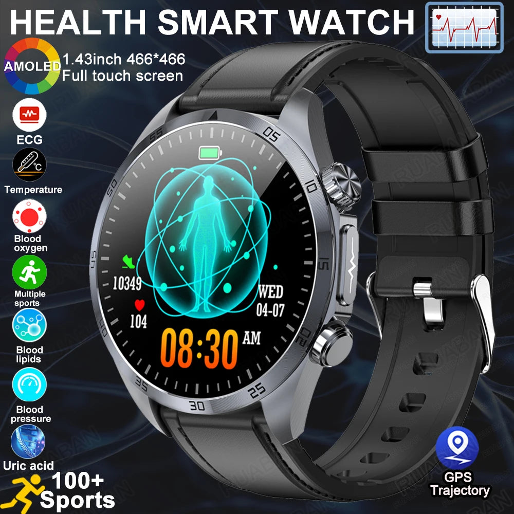 2025 nouvelle montre intelligente hommes pour huawei pression artérielle santé montre CES sommeil pulsé thérapeutique acide urique lipides sanguins graisse corporelle