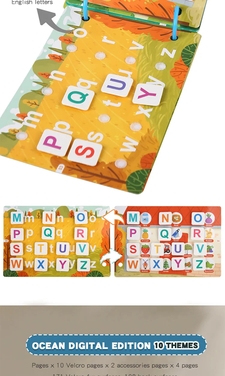 Livre Montessori pour bébé, mon premier livre silencieux, jouet éducatif pour l'apprentissage précoce, jeu assorti pour bébés de 2 à 3 ans