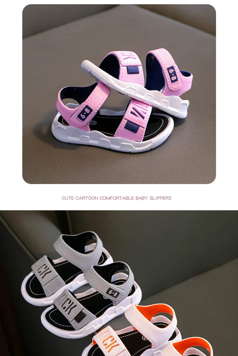 Sandales pour enfants étudiants chaussures antidérapantes simples généreux garçons filles sandales porter et hors facile fond souple enfants chaussures décontractées