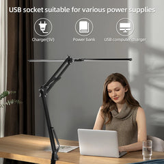 Lampes de bureau LED à double tête, lumière de moniteur d'ordinateur à intensité variable en continu, lampe de table USB pour étude de bureau, luminaire de lecture  lumiere bureau  lampe ecran ordinateur