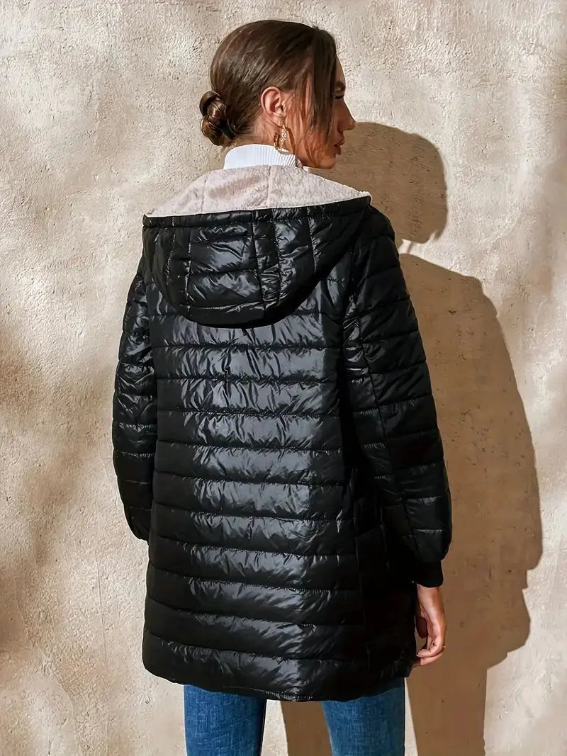 Veste longue à capuche pour femmes, coupe ample, manteau en coton doublé polaire, confortable, Style décontracté, mi-long, Parka, vêtements d'extérieur
