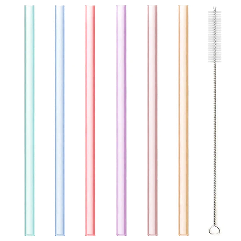Pailles transparentes en Silicone, 6 pièces, réutilisables, de qualité alimentaire, pliables, droites, avec brosse de nettoyage, ensemble d'accessoires de fête