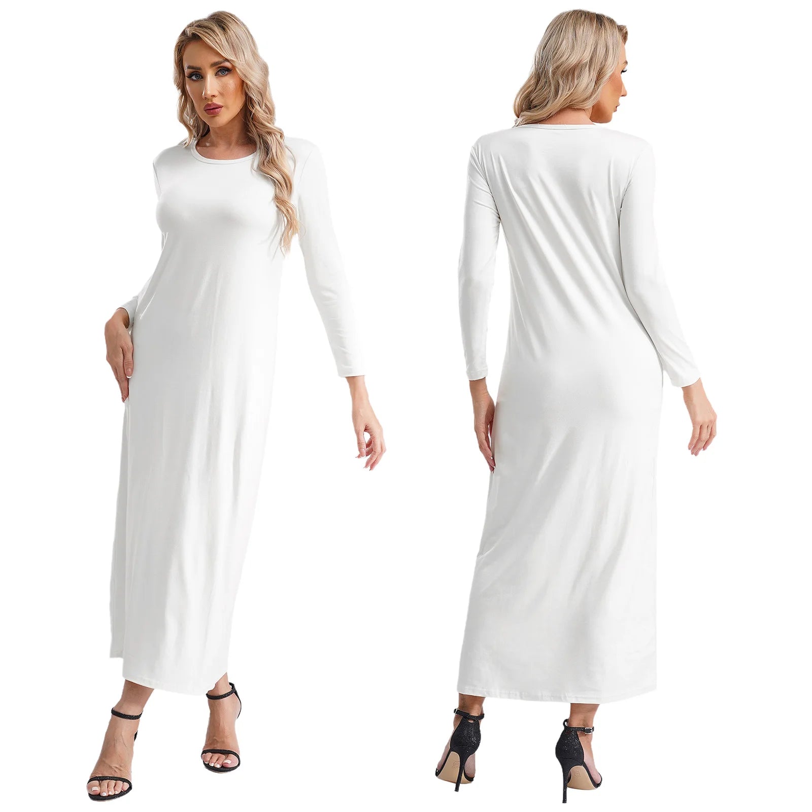 Femmes Abayas robe arabe islamique à manches longues prière musulmane dubaï caftan longues Robes ample basique Maxi robe longue dubaï caftan
